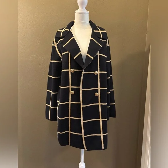 Anne Klein Black and tan sweater coat - Picture 1 of 5